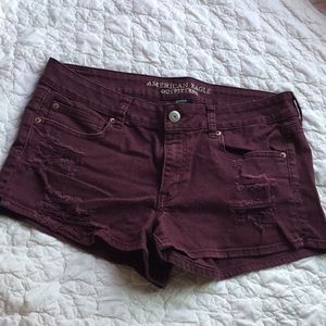 American Eagle Stretch Size 14 Maroon Shorts